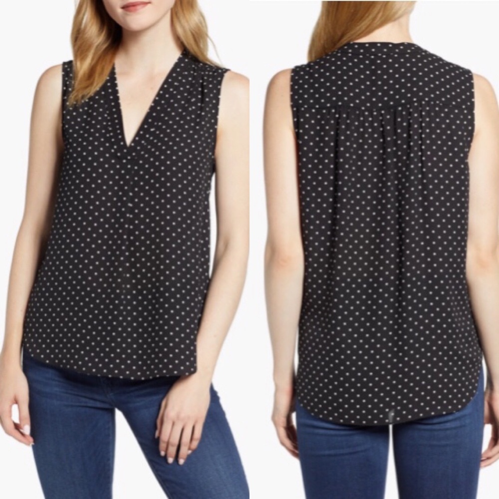 Vince Camuto Polka Dot Sleeveless Blouse